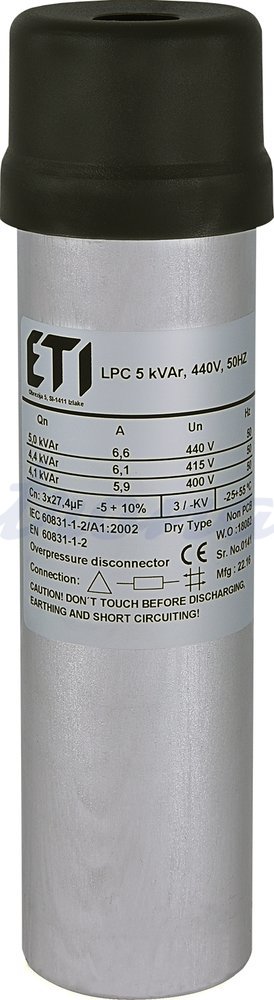 Energetski kondenzator LPC 5kVar 440V 50Hz 3F Okrogel (3x27,4µF)