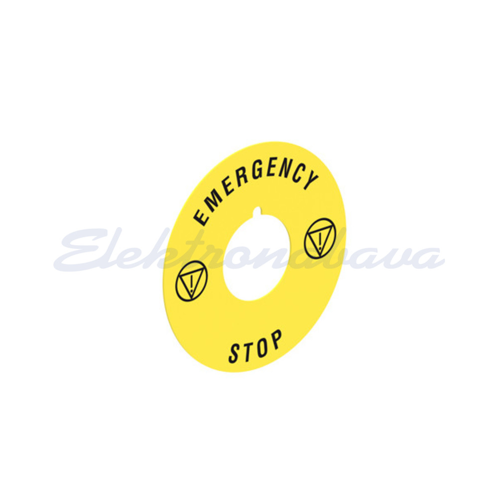 Slika izdelka Napisna ploščica PLATINUM Okrogel fi 60mm RU STOP v sili "EMERGENCY STOP"