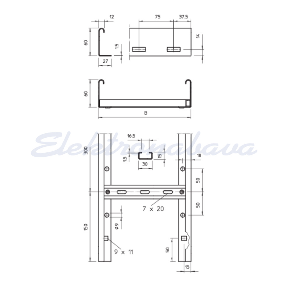 Лоток кабельный лестничного типа л 200 ширина 200 мм - фото
